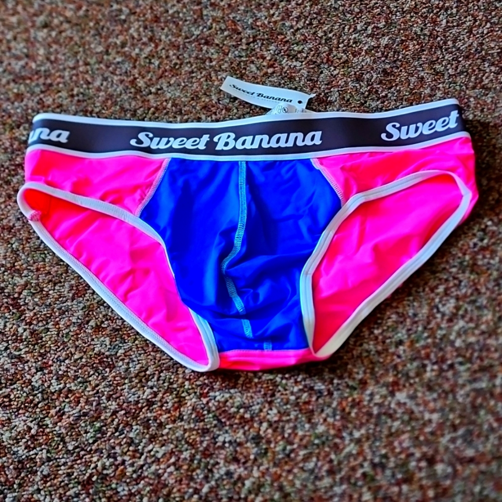 Sweet Banana brief in size large royal and pink NWT